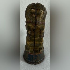 Vintage cast iron lion coin bank